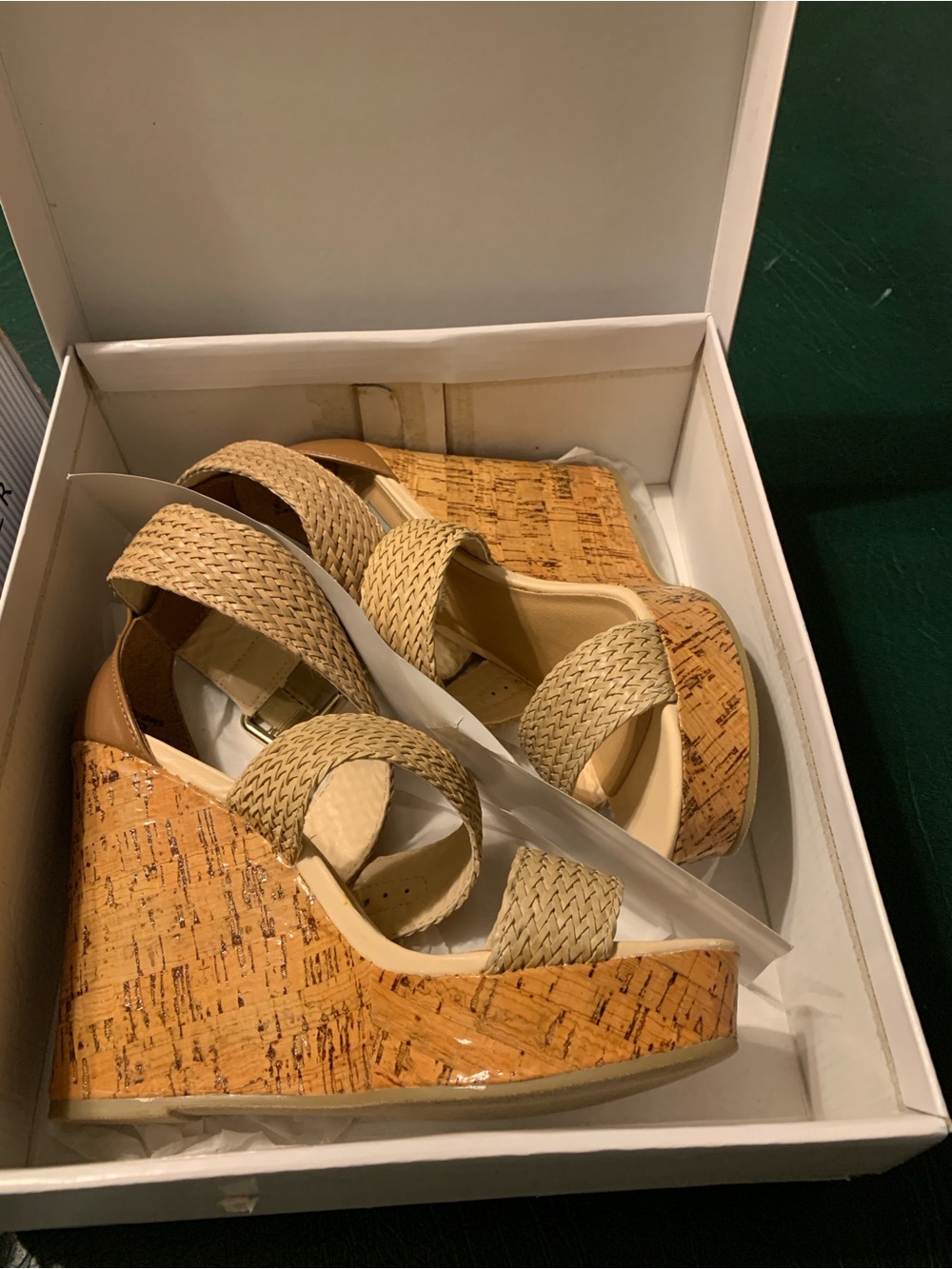 Steve Madden Natural Woven Strap Cork Wedges